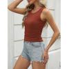 Zeagoo Womens Tank Tops 2025 Sleeveless Summer Tops High Neck Ribbed Knit Shirts Casual Basic Ruched Tops(Orange)