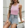 Zeagoo Womens Tank Tops 2025 Sleeveless Summer Tops High Neck Ribbed Knit Shirts Casual Basic Ruched Tops(Pink)