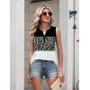 Zeagoo Womens Tank Tops 2026 Loose V Neck Spring Summer Tops Business Dressy Sleeveless Shirts(Leopard Patchwork)