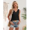 Zeagoo Womens Tank Tops 2026 Summer Sleeveless Loose Fit Tops V Neck Pleated Trendy Fashion Business Casual Shirts(Black)