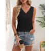 Zeagoo Womens Tank Tops 2026 Summer Sleeveless Loose Fit Tops V Neck Pleated Trendy Fashion Business Casual Shirts(Black)