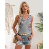Zeagoo Womens Tank Tops 2026 Summer Sleeveless Loose Fit Tops V Neck Pleated Trendy Fashion Business Casual Shirts(Hf36 Flower)