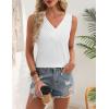 Zeagoo Womens Tank Tops 2026 Summer Sleeveless Loose Fit Tops V Neck Pleated Trendy Fashion Business Casual Shirts(White)