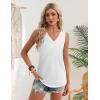Zeagoo Womens Tank Tops 2026 Summer Sleeveless Loose Fit Tops V Neck Pleated Trendy Fashion Business Casual Shirts(White)