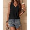 Zeagoo Women’s Tank Tops Loose Fit Casual V Neck Boho Summer Pleated Sleeveless Shirts Basic Trendy Outfits Clothes(Black)