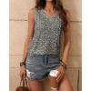 Zeagoo Women’s Tank Tops Loose Fit Casual V Neck Boho Summer Pleated Sleeveless Shirts Basic Trendy Outfits Clothes(Black Apricot Flower)