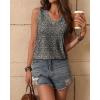 Zeagoo Women’s Tank Tops Loose Fit Casual V Neck Boho Summer Pleated Sleeveless Shirts Basic Trendy Outfits Clothes(Black Apricot Flower)