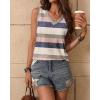 Zeagoo Women’s Tank Tops Loose Fit Casual V Neck Boho Summer Pleated Sleeveless Shirts Basic Trendy Outfits Clothes(Colorful Stripe)