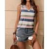 Zeagoo Women’s Tank Tops Loose Fit Casual V Neck Boho Summer Pleated Sleeveless Shirts Basic Trendy Outfits Clothes(Colorful Stripe)