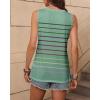 Zeagoo Women’s Tank Tops Loose Fit Casual V Neck Boho Summer Pleated Sleeveless Shirts Basic Trendy Outfits Clothes(Cyan Colorful Stripe)