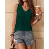 Zeagoo Women’s Tank Tops Loose Fit Casual V Neck Boho Summer Pleated Sleeveless Shirts Basic Trendy Outfits Clothes(Green)