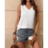 Zeagoo Women’s Tank Tops Loose Fit Casual V Neck Boho Summer Pleated Sleeveless Shirts Basic Trendy Outfits Clothes(White)