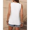 Zeagoo Women’s Tank Tops Loose Fit Casual V Neck Boho Summer Pleated Sleeveless Shirts Basic Trendy Outfits Clothes(White)