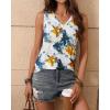 Zeagoo Women’s Tank Tops Loose Fit Casual V Neck Boho Summer Pleated Sleeveless Shirts Basic Trendy Outfits Clothes(White Yellow Flower)