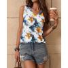 Zeagoo Women’s Tank Tops Loose Fit Casual V Neck Boho Summer Pleated Sleeveless Shirts Basic Trendy Outfits Clothes(White Yellow Flower)
