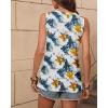 Zeagoo Women’s Tank Tops Loose Fit Casual V Neck Boho Summer Pleated Sleeveless Shirts Basic Trendy Outfits Clothes(White Yellow Flower)