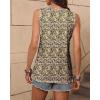 Zeagoo Women’s Tank Tops Loose Fit Casual V Neck Boho Summer Pleated Sleeveless Shirts Basic Trendy Outfits Clothes(Yellow Flower)