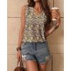 Zeagoo Women’s Tank Tops Loose Fit Casual V Neck Boho Summer Pleated Sleeveless Shirts Basic Trendy Outfits Clothes(Yellow Flower)