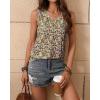 Zeagoo Women’s Tank Tops Loose Fit Casual V Neck Boho Summer Pleated Sleeveless Shirts Basic Trendy Outfits Clothes(Yellow Flower)