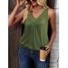 Zeagoo Womens Tank Tops Loose Fit V Neck Ruched Sleeveless Tops Casual Basic Banded Shirts S-XXL(Army Green)