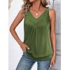 Zeagoo Womens Tank Tops Loose Fit V Neck Ruched Sleeveless Tops Casual Basic Banded Shirts S-XXL(Army Green)