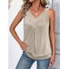 Zeagoo Womens Tank Tops Loose Fit V Neck Ruched Sleeveless Tops Casual Basic Banded Shirts S-XXL(Beige)