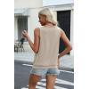 Zeagoo Womens Tank Tops Loose Fit V Neck Ruched Sleeveless Tops Casual Basic Banded Shirts S-XXL(Beige)