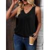 Zeagoo Womens Tank Tops Loose Fit V Neck Ruched Sleeveless Tops Casual Basic Banded Shirts S-XXL(Black)