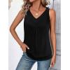 Zeagoo Womens Tank Tops Loose Fit V Neck Ruched Sleeveless Tops Casual Basic Banded Shirts S-XXL(Black)