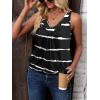 Zeagoo Womens Tank Tops Loose Fit V Neck Ruched Sleeveless Tops Casual Basic Banded Shirts S-XXL(Black Stripe)
