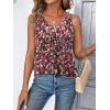 Zeagoo Womens Tank Tops Loose Fit V Neck Ruched Sleeveless Tops Casual Basic Banded Shirts S-XXL(Black White Red Flower)