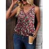 Zeagoo Womens Tank Tops Loose Fit V Neck Ruched Sleeveless Tops Casual Basic Banded Shirts S-XXL(Black White Red Flower)