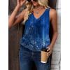 Zeagoo Womens Tank Tops Loose Fit V Neck Ruched Sleeveless Tops Casual Basic Banded Shirts S-XXL(Blue Floral)