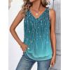 Zeagoo Womens Tank Tops Loose Fit V Neck Ruched Sleeveless Tops Casual Basic Banded Shirts S-XXL(Blue Green Floral)