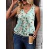 Zeagoo Womens Tank Tops Loose Fit V Neck Ruched Sleeveless Tops Casual Basic Banded Shirts S-XXL(Blue White Pink Flower)