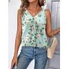 Zeagoo Womens Tank Tops Loose Fit V Neck Ruched Sleeveless Tops Casual Basic Banded Shirts S-XXL(Blue White Pink Flower)