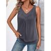 Zeagoo Womens Tank Tops Loose Fit V Neck Ruched Sleeveless Tops Casual Basic Banded Shirts S-XXL(Dark Grey)