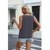 Zeagoo Womens Tank Tops Loose Fit V Neck Ruched Sleeveless Tops Casual Basic Banded Shirts S-XXL(Dark Grey)