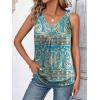 Zeagoo Womens Tank Tops Loose Fit V Neck Ruched Sleeveless Tops Casual Basic Banded Shirts S-XXL(Green Cream)