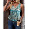Zeagoo Womens Tank Tops Loose Fit V Neck Ruched Sleeveless Tops Casual Basic Banded Shirts S-XXL(Green Cream)