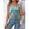 Zeagoo Womens Tank Tops Loose Fit V Neck Ruched Sleeveless Tops Casual Basic Banded Shirts S-XXL(Green Cream)