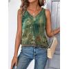 Zeagoo Womens Tank Tops Loose Fit V Neck Ruched Sleeveless Tops Casual Basic Banded Shirts S-XXL(Green Floral)