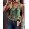 Zeagoo Womens Tank Tops Loose Fit V Neck Ruched Sleeveless Tops Casual Basic Banded Shirts S-XXL(Green Floral)