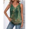 Zeagoo Womens Tank Tops Loose Fit V Neck Ruched Sleeveless Tops Casual Basic Banded Shirts S-XXL(Green Floral)