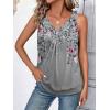 Zeagoo Womens Tank Tops Loose Fit V Neck Ruched Sleeveless Tops Casual Basic Banded Shirts S-XXL(Grey Pink Floral)