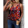 Zeagoo Womens Tank Tops Loose Fit V Neck Ruched Sleeveless Tops Casual Basic Banded Shirts S-XXL(Navy Black Red Flower)