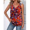 Zeagoo Womens Tank Tops Loose Fit V Neck Ruched Sleeveless Tops Casual Basic Banded Shirts S-XXL(Navy Black Red Flower)