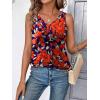 Zeagoo Womens Tank Tops Loose Fit V Neck Ruched Sleeveless Tops Casual Basic Banded Shirts S-XXL(Navy Black Red Flower)