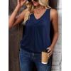 Zeagoo Womens Tank Tops Loose Fit V Neck Ruched Sleeveless Tops Casual Basic Banded Shirts S-XXL(Navy Blue)
