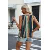 Zeagoo Womens Tank Tops Loose Fit V Neck Ruched Sleeveless Tops Casual Basic Banded Shirts S-XXL(Navy Khaki Green Orange Stripe)
